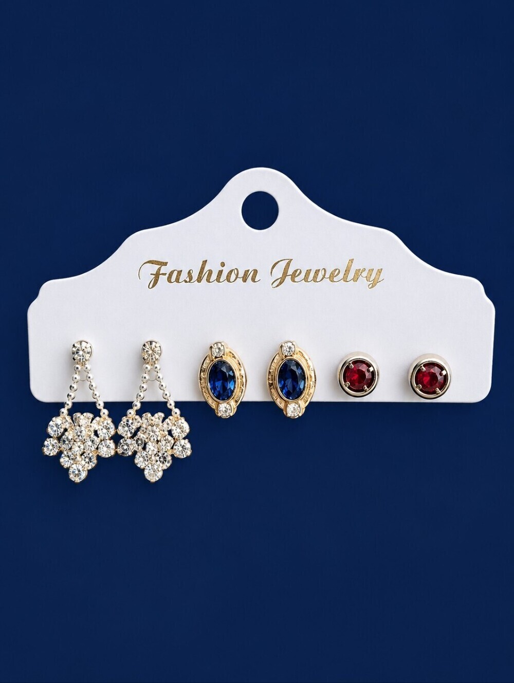 Vintage Set of Three Edwardian Style Crystal Flapper Earrings